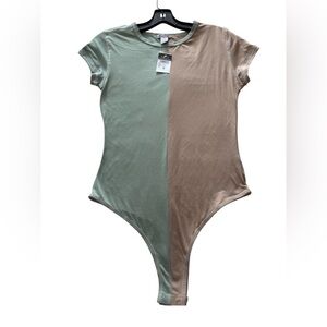 Rue21 Green and Tan Bodysuit